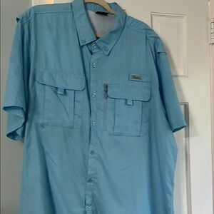 Blue Casual Button Down Shirt with Relaxed Fit